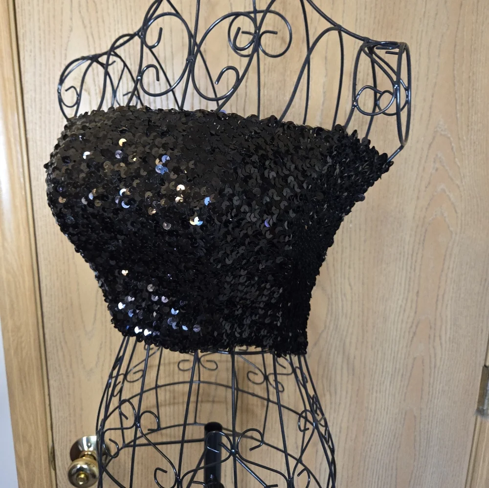 Pink Black Sequin Bandeau - Picture 3 of 6